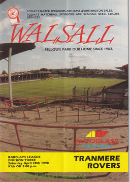 Walsall v Tranmere Rovers Match Programme 1990-04-28